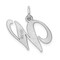 Sterling Silver Medium Script Initial Letter W Charm Jewerly 18mm x 13mm